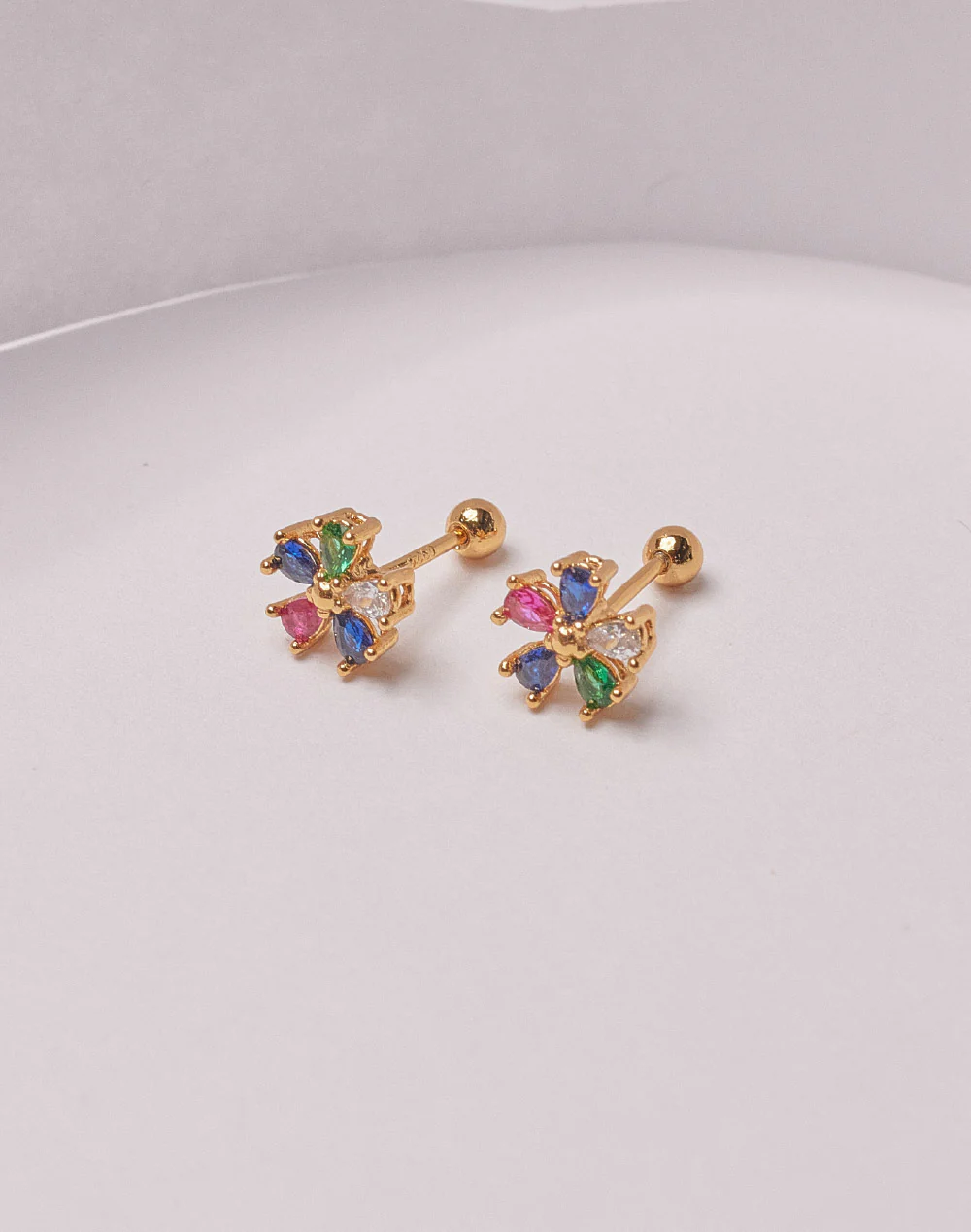 Aretes en Plata 925 Flor Colorful - Image 4