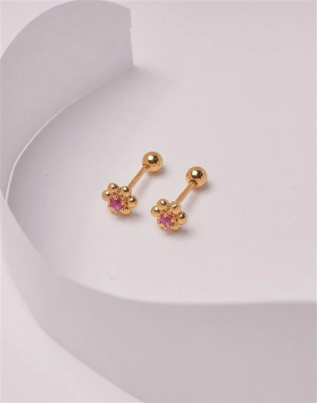 Aretes en Plata 925 Flor Rubí - Image 4