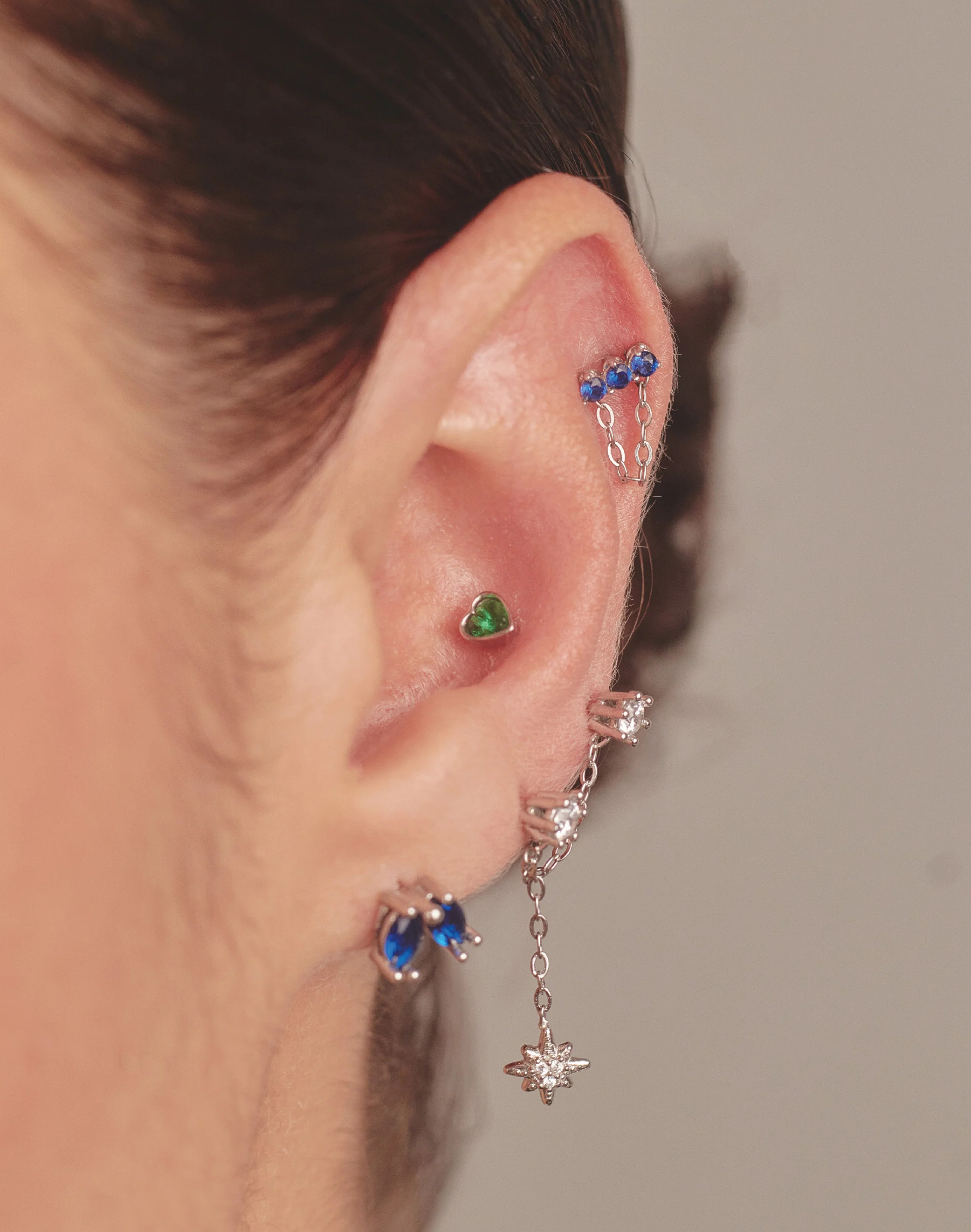 Aretes en Plata 925 Zircón Corazón Emerald - Image 3