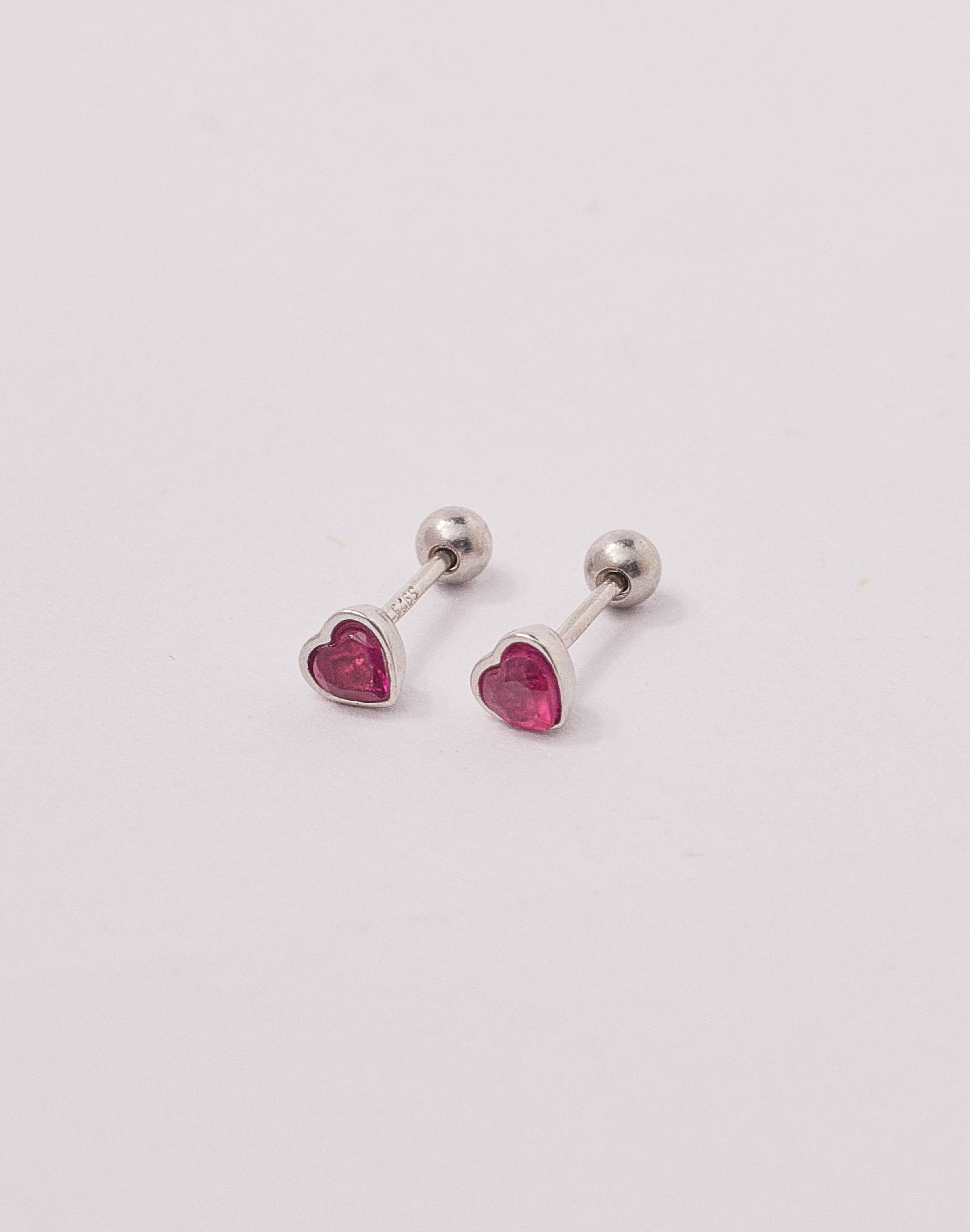 Aretes en Plata 925 Zircón Corazón Siam - Image 2