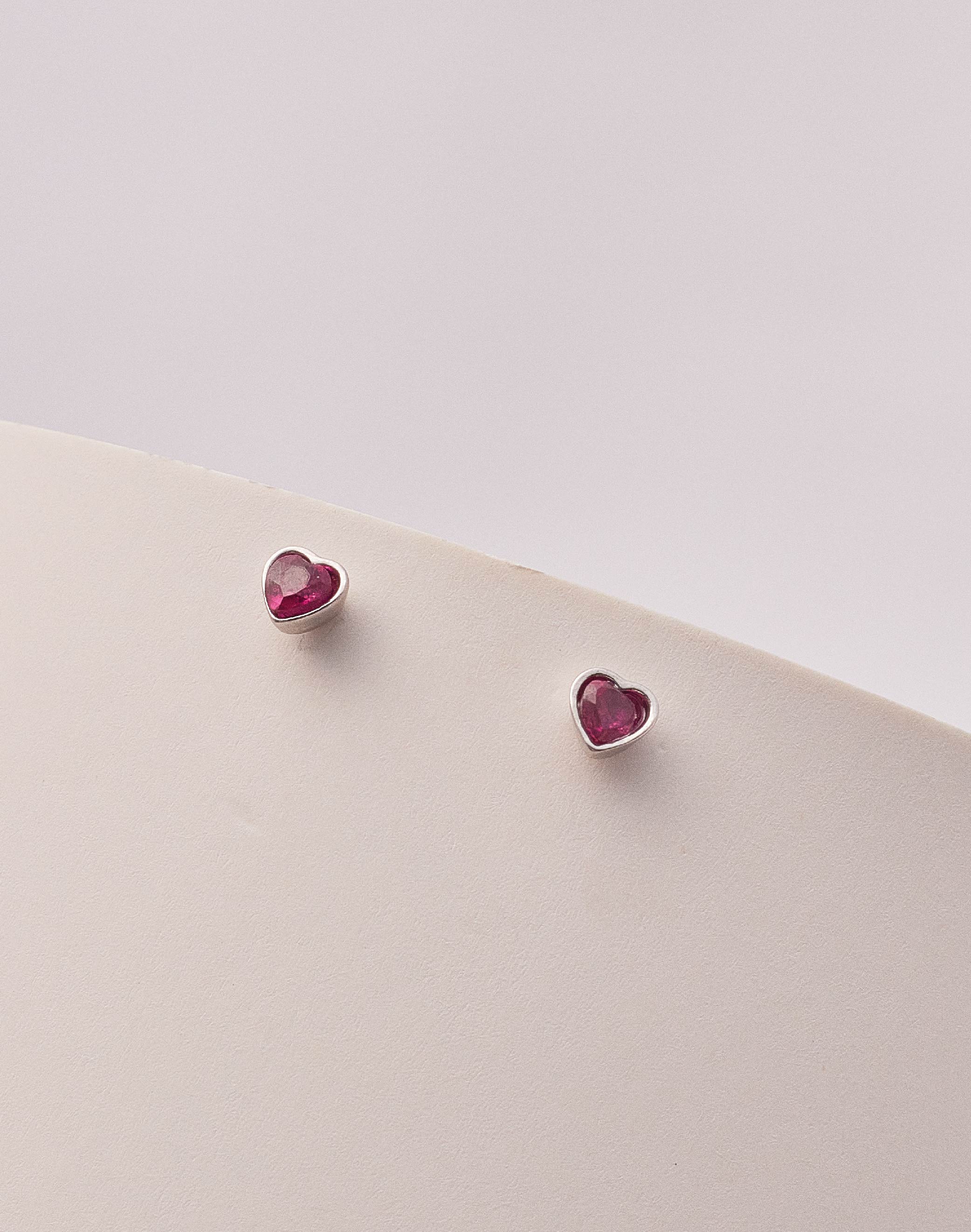 Aretes en Plata 925 Zircón Corazón Siam - Image 4